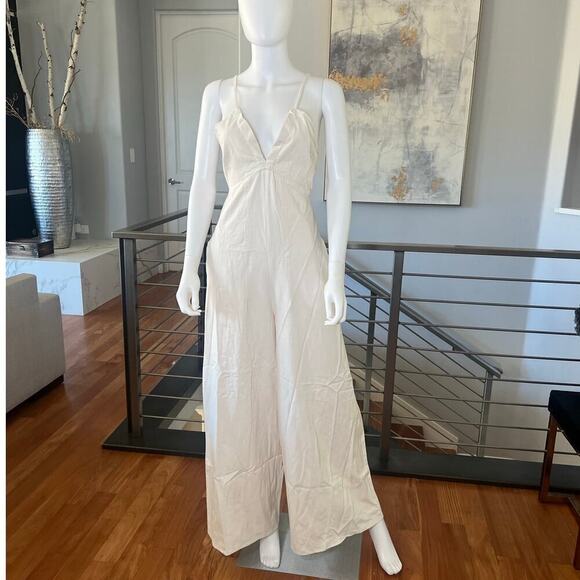 Washed Cotton Jumpsuit in Ecru - Picture 4 of 16